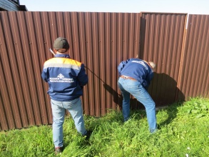 Забор из профнастила с утрамбовкой щебнем 79 метров фото в Кстово